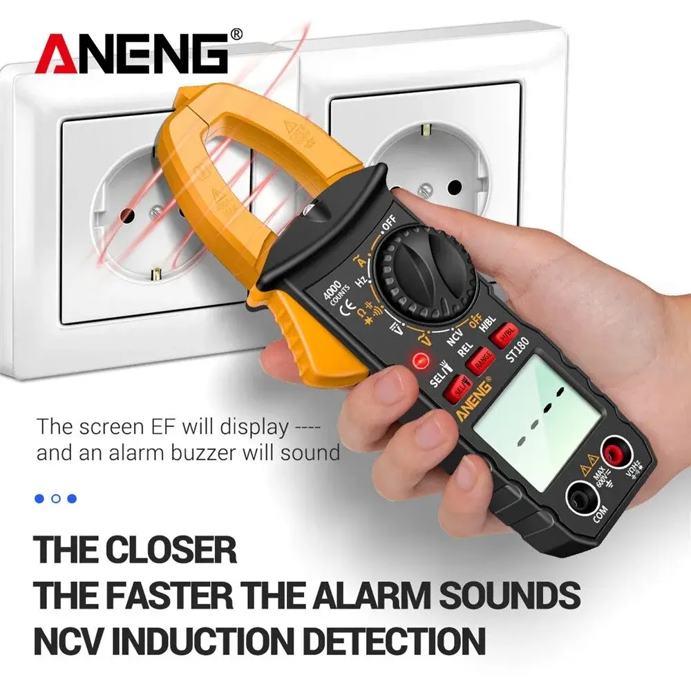 ANENG ST180 Digital Clamp Meter Multimeter AC Current Meter 4000 Counts Ammeter Voltage Tester Amp Hz Capacitance NCV Ohm Tool