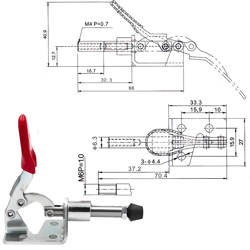1/2/3/4PCS 50Kg Pull Action Vertical Toggle Clamp with PVC Plastic Cover Handle for Hand Tool GH-301AM Clamps