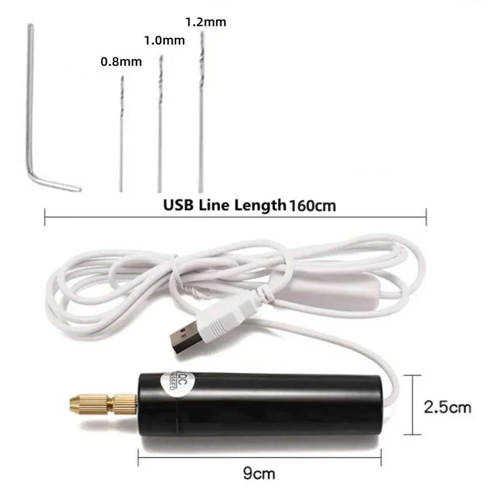Handheld Mini Electric Drill DIY Electric USB Electric Drill Tools for Epoxy Resin Jewelry Making Wood Craft Engraving Pen Tool