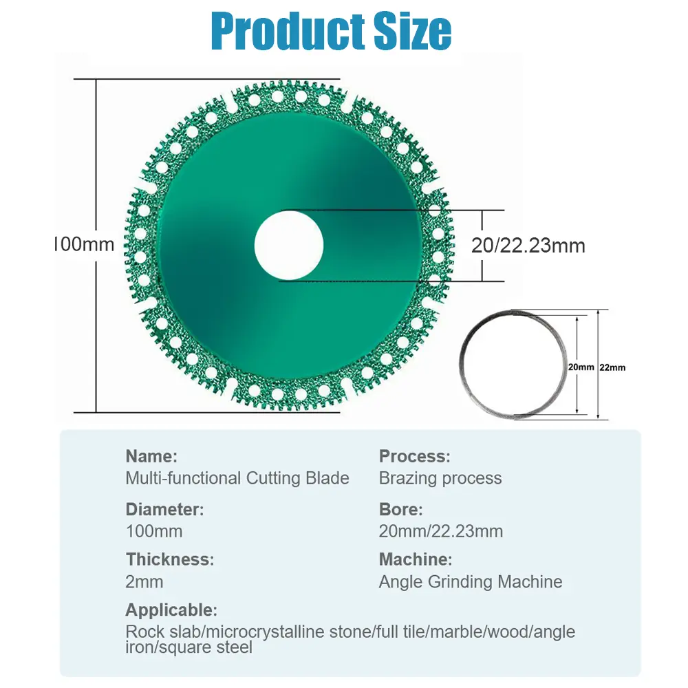 100mm Composite Multifunctional Cutting Saw Blade Diamond Super Hard Circular Saw Disc Metal Tile Marble Pipe Wall Cutting 20mm