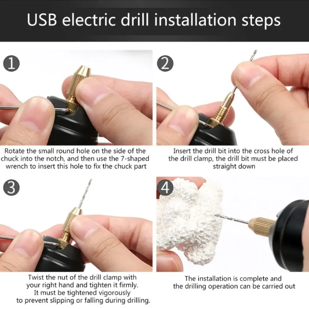 Handheld Mini Electric Drill DIY Electric USB Electric Drill Tools for Epoxy Resin Jewelry Making Wood Craft Engraving Pen Tool