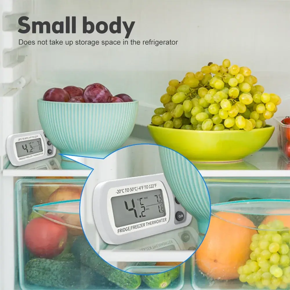 Digital Freezer Room Thermometer Max/Min Record Waterproof Fridge Thermometer Magnetic Back& Hook for Kitchen Home Restaurant