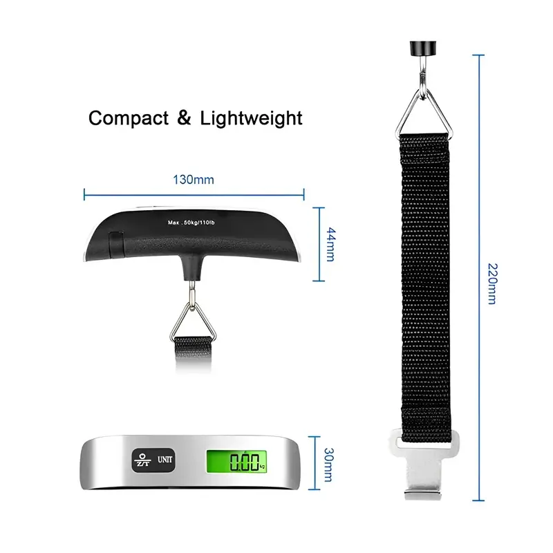 10g-50kg Portable Digital Luggage Weight Scale LCD Display Pocket Electronic Scale Balance Suitcase Travel Baggage Weight Tool