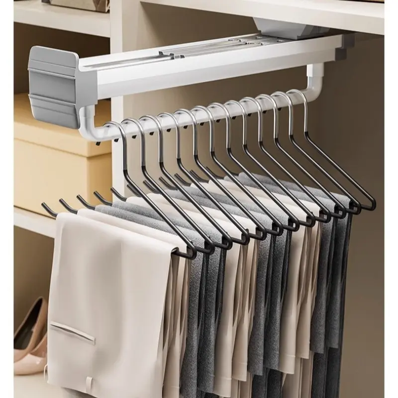 Closet Hanger Wardrobe Top Pull-out Trouser Rack Household Trouser Slide Storage Multifunctional Telescopic Clothes Rack