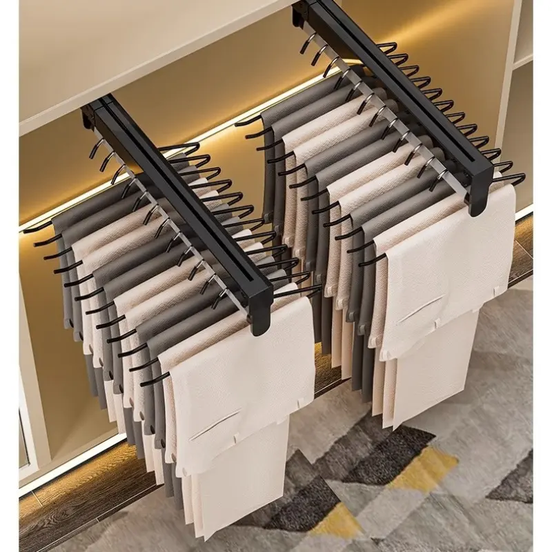 Closet Hanger Wardrobe Top Pull-out Trouser Rack Household Trouser Slide Storage Multifunctional Telescopic Clothes Rack