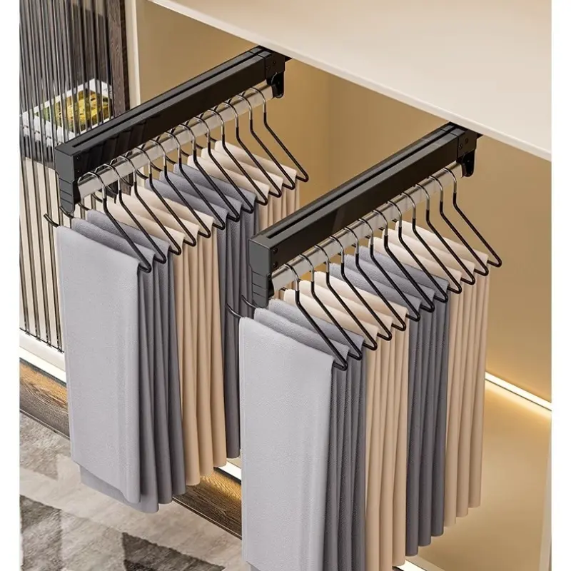 Closet Hanger Wardrobe Top Pull-out Trouser Rack Household Trouser Slide Storage Multifunctional Telescopic Clothes Rack