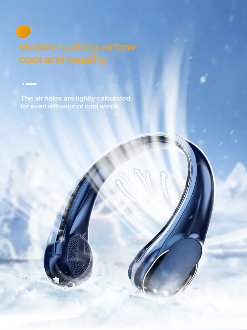 Outdoor Portable Neck Fan USB Charging Leafless Neck Fan Sports Silent Portable Fan