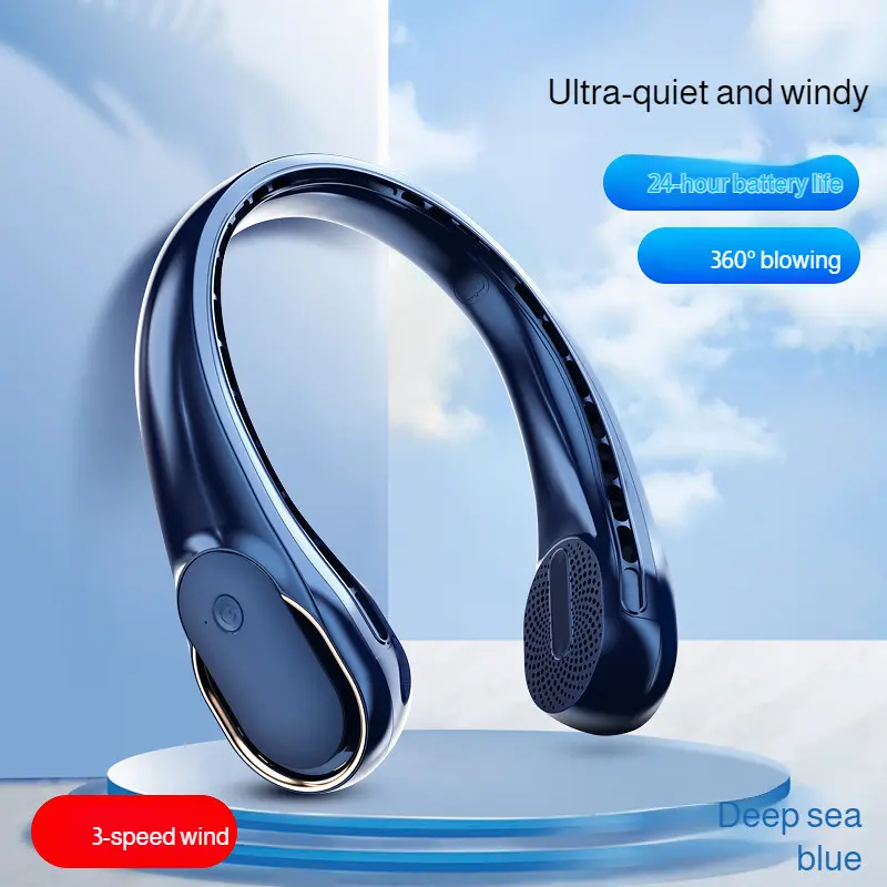 Outdoor Portable Neck Fan USB Charging Leafless Neck Fan Sports Silent Portable Fan