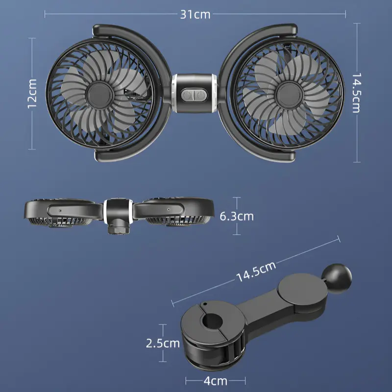 Car double-head fan car rear seat electric fan summer large truck car universal electric fan usb car