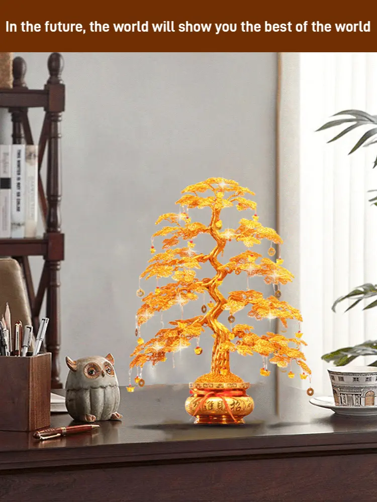 Fortune Tree Ornaments Feng Shui  Cash Cow Handicraft Fortune Tree Fortune Decoration Golden TreeShaped Ornaments Creative