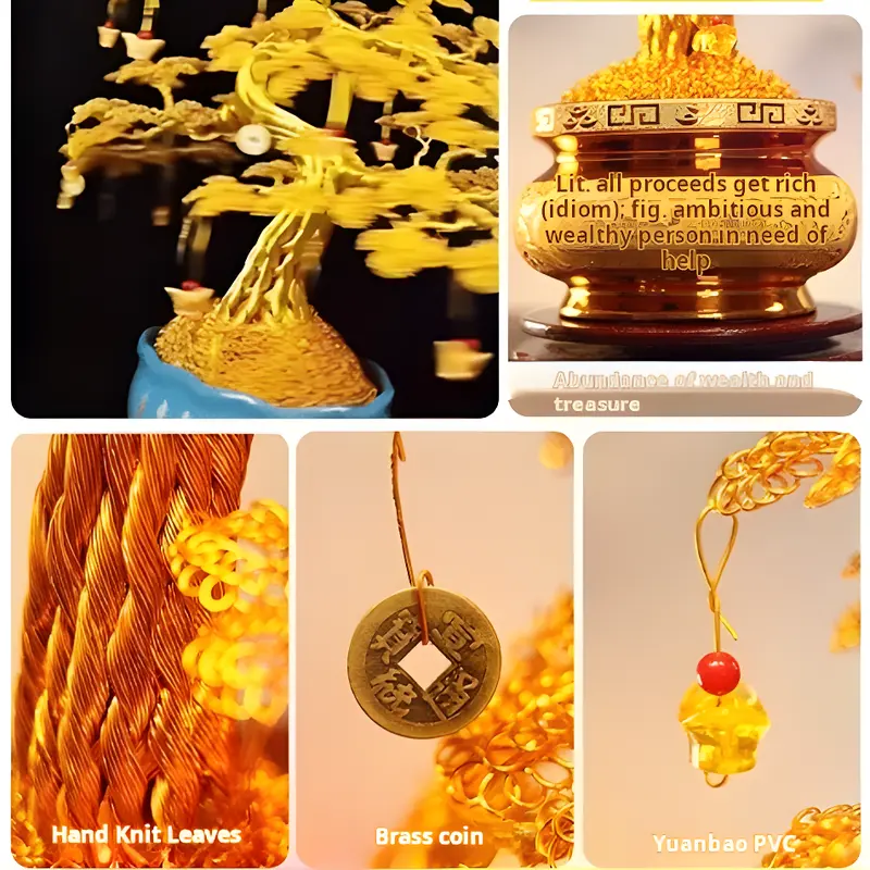 Fortune Tree Ornaments Feng Shui  Cash Cow Handicraft Fortune Tree Fortune Decoration Golden TreeShaped Ornaments Creative