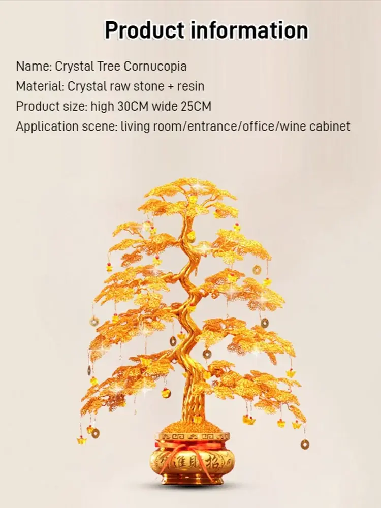 Fortune Tree Ornaments Feng Shui  Cash Cow Handicraft Fortune Tree Fortune Decoration Golden TreeShaped Ornaments Creative