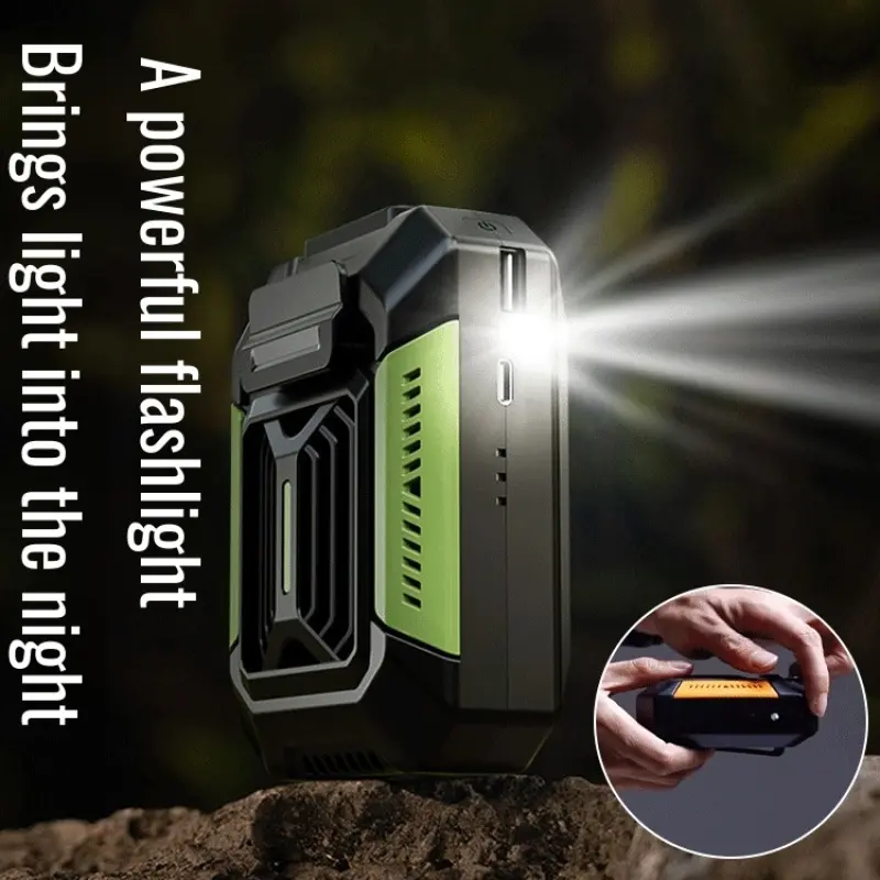 Outdoor Waist Fan Four-way Waist Fan [lighting + Mobile Power Function] Outdoor Whole Body Cooling Device Belt Waist Belt Gift