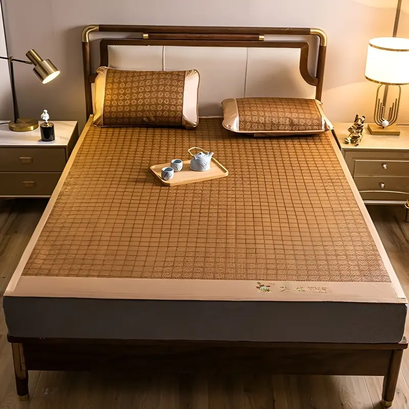 Ice Silk Mat  Foldable Double Bed Mugwort Mat Cool Mat Bamboo Mat Summer Naked Sleeping Student  Foldable Ice Silk Mat