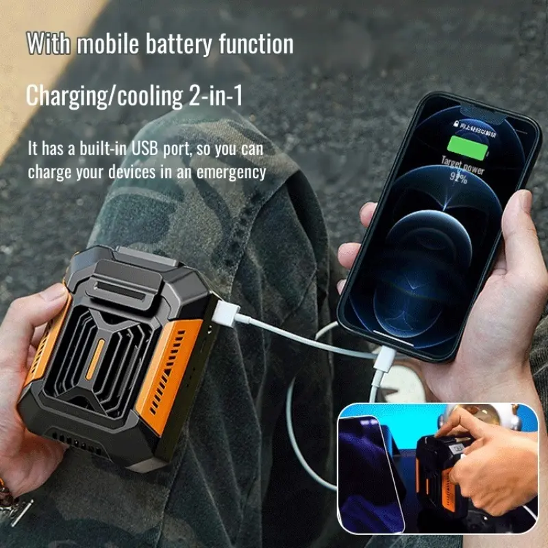 Outdoor Waist Fan Four-way Waist Fan [lighting + Mobile Power Function] Outdoor Whole Body Cooling Device Belt Waist Belt Gift