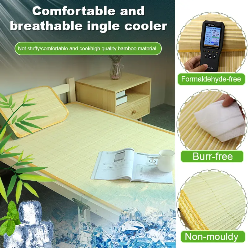 Dormitory Single Bamboo Mat Summer Cooler Mat Set Student Dormitory Mat Bunk Beds 0.85X1.9M with Pillow Mat Rattan Mattress