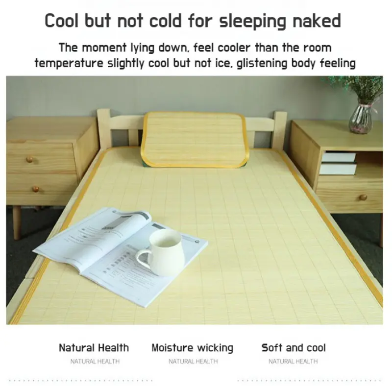 Dormitory Single Bamboo Mat Summer Cooler Mat Set Student Dormitory Mat Bunk Beds 0.85X1.9M with Pillow Mat Rattan Mattress