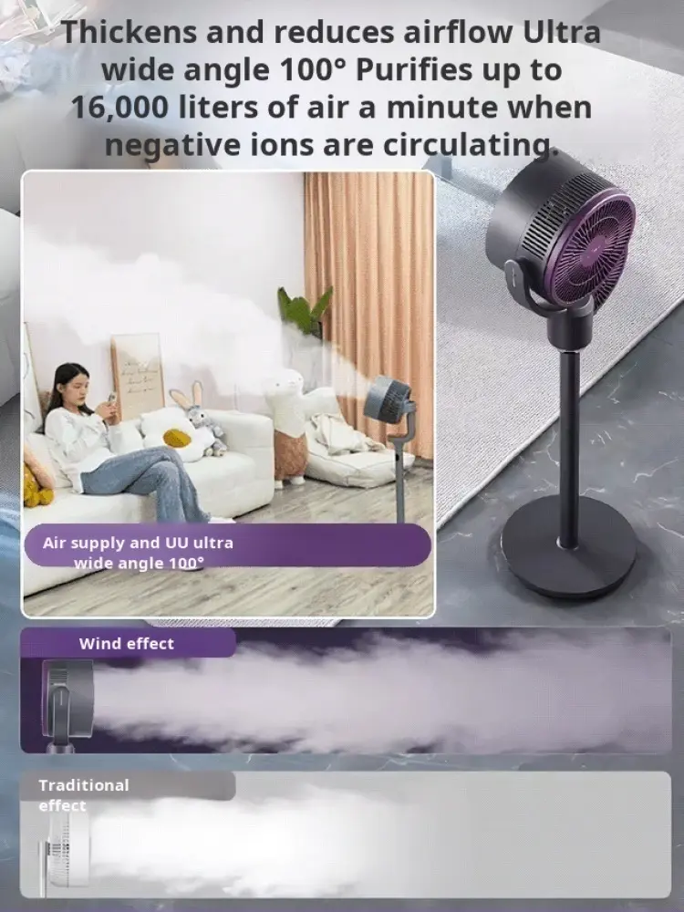Stand Floor Fan Cooling Air Circulation Fan Turbo Convection Mute Cooling Fan Stand Floor Fan Timing Remote Control with Adapter