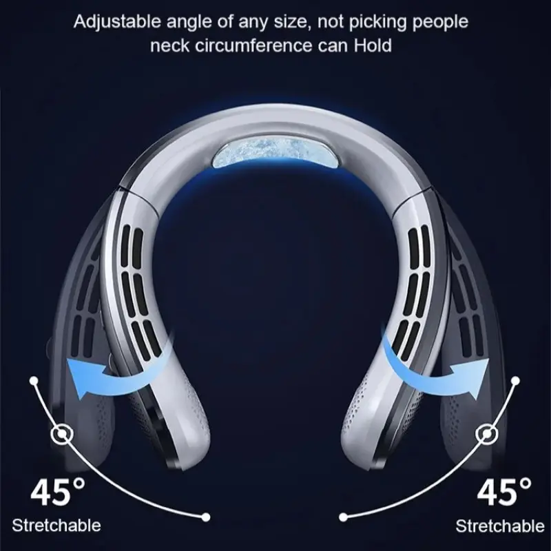 Hanging Neck Fan  Portable Mini Hanging Neck Fan Digital Display Power Bladeless Fan Neckband Air Cooler USB Rechargeable Fan