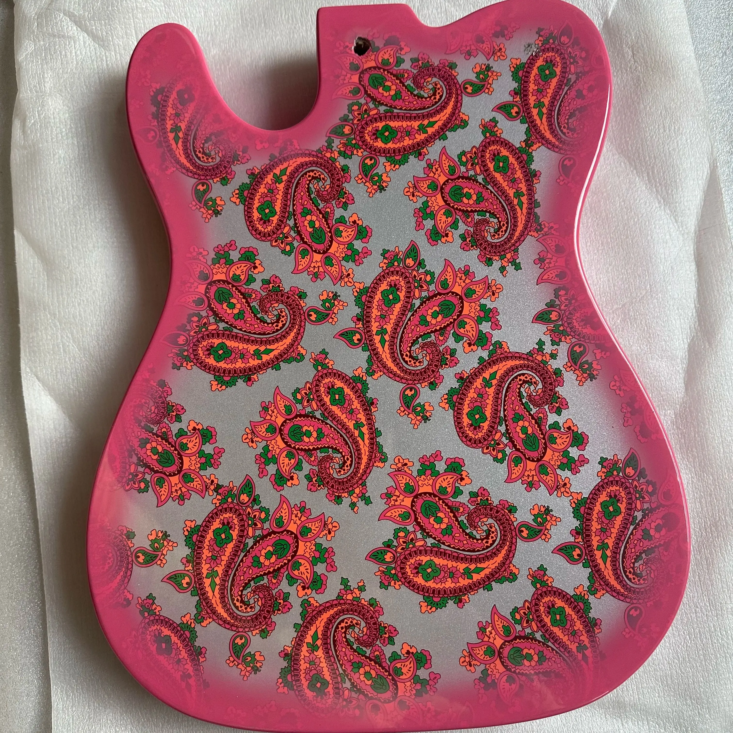 Electric Guitar Body Gloss Finished, Blue or Pink Amoeba Pattern, Solid Mahogany Wood, Real Photos, Wholesale, New, In Stock
