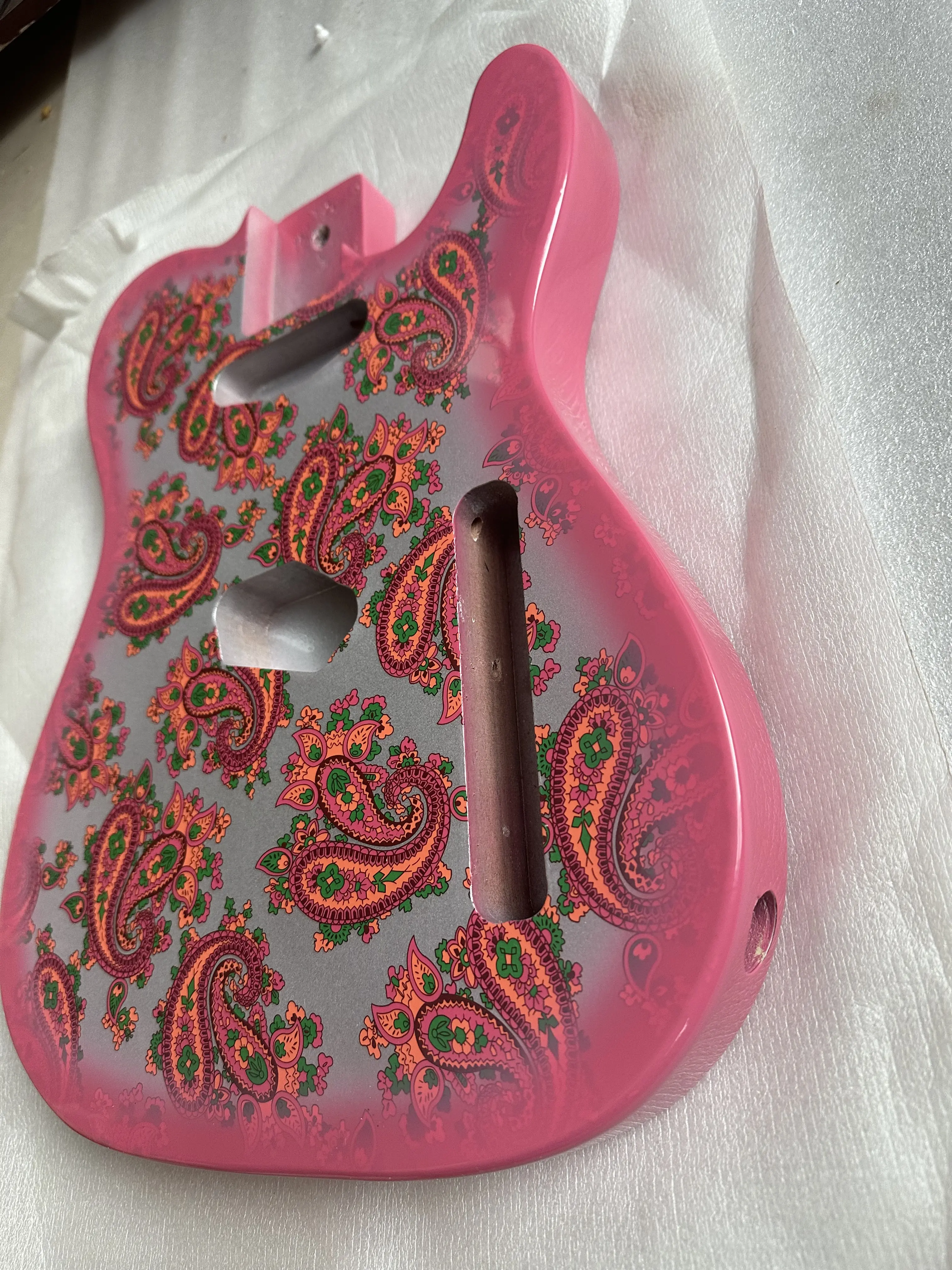 Electric Guitar Body Gloss Finished, Blue or Pink Amoeba Pattern, Solid Mahogany Wood, Real Photos, Wholesale, New, In Stock