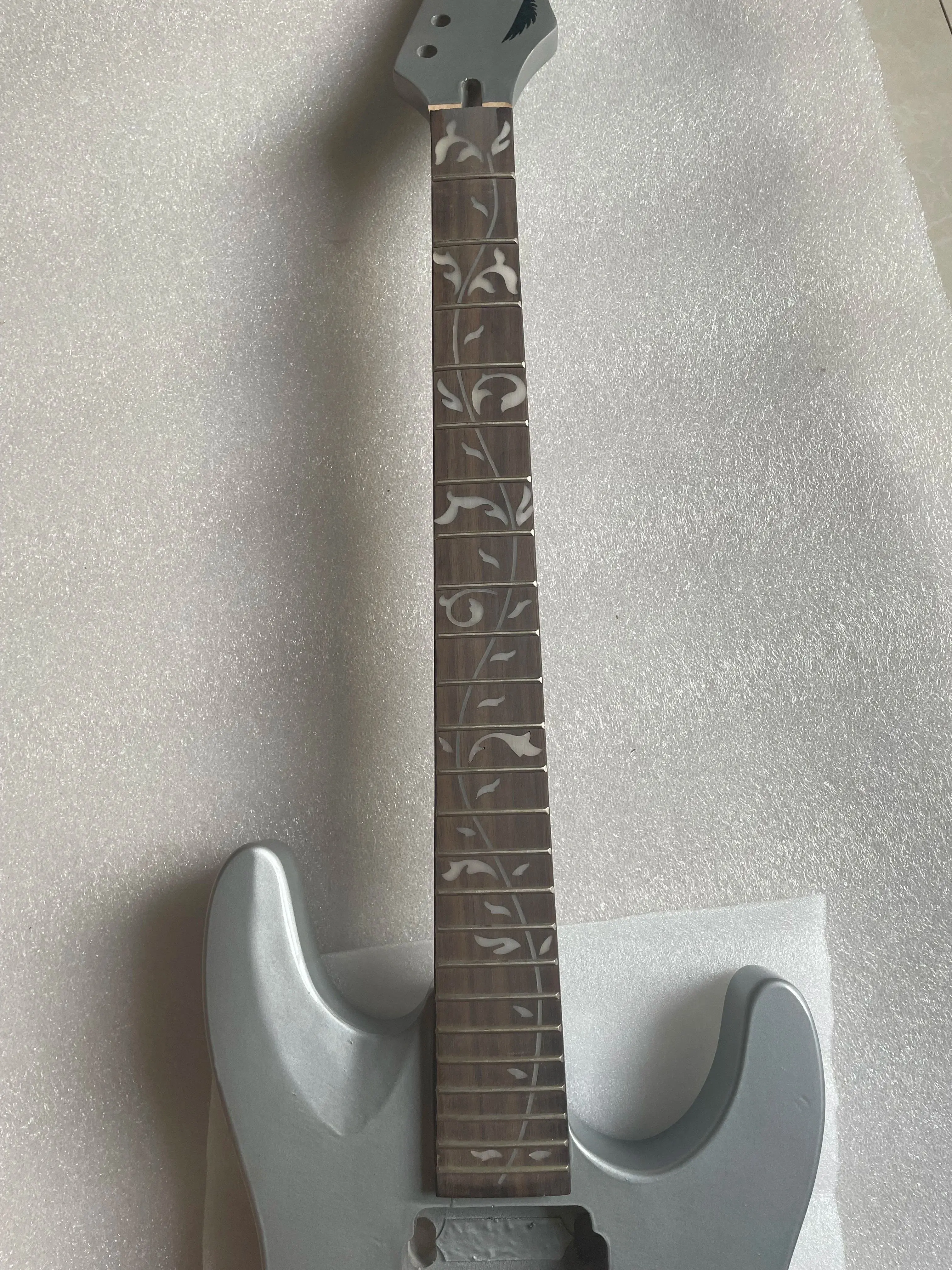 Electric Guitar Kit with Maple Neck, Basswood Body,Grey, Luthier DIY, Slat Defective, A Set of Stock