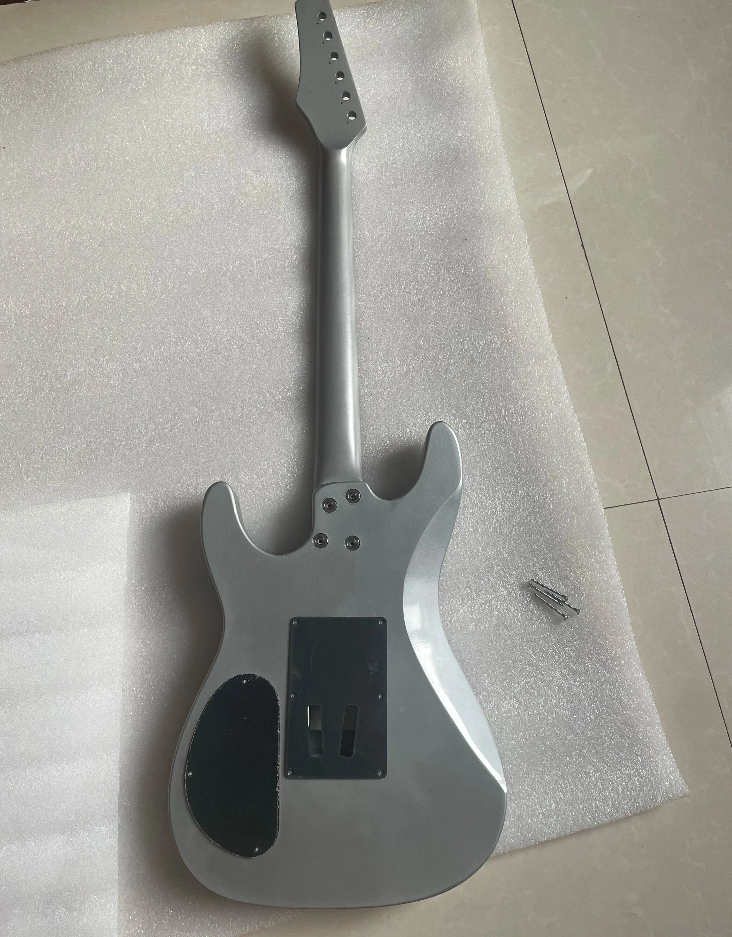 Electric Guitar Kit with Maple Neck, Basswood Body,Grey, Luthier DIY, Slat Defective, A Set of Stock