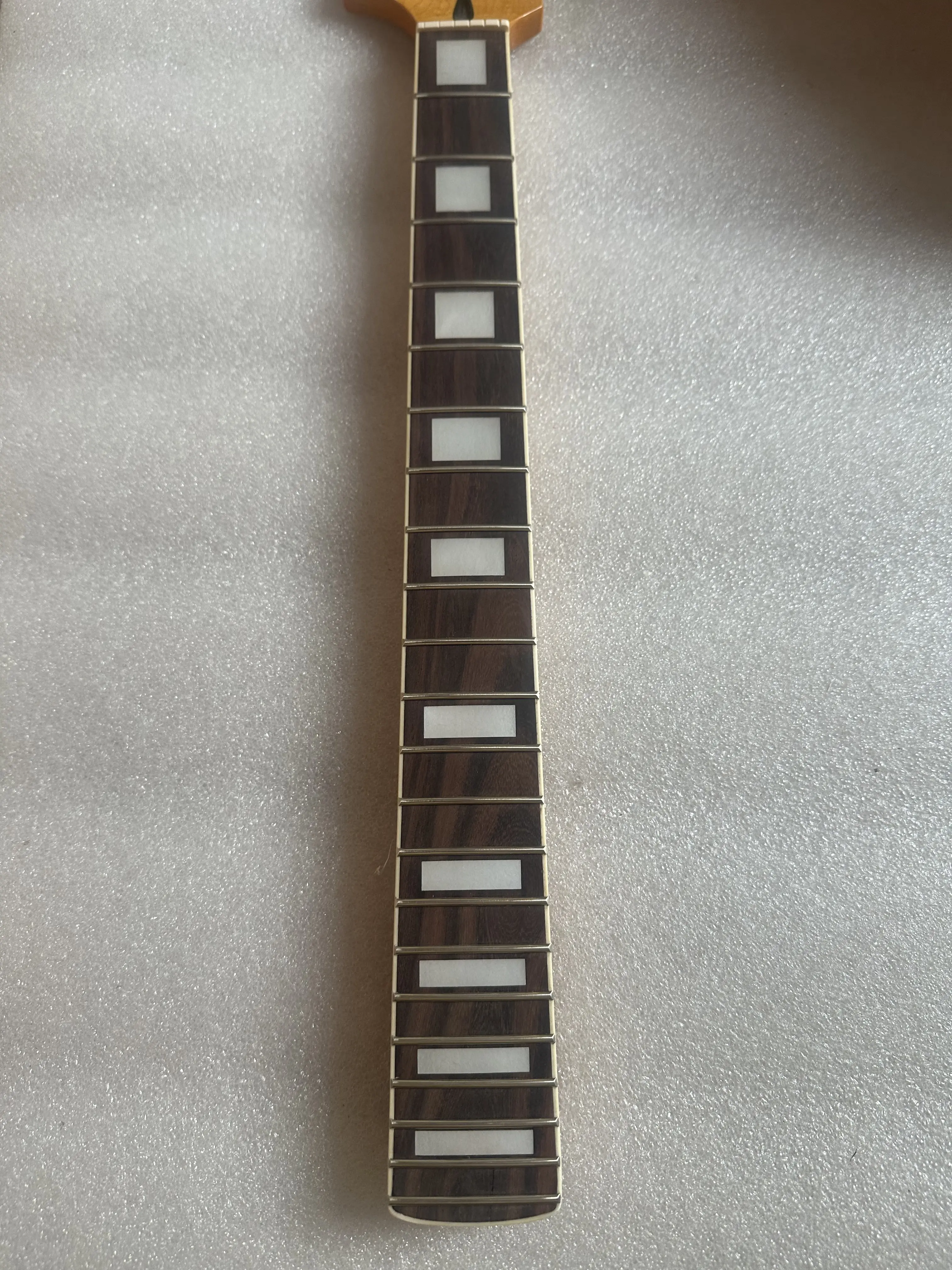 Left Hand Bird Eyes Big Head Yellow Gloss Maple Maple Guitar Neck, 22 Frets Rosewood Fretboard, White Block Inlay, Guitar Handle