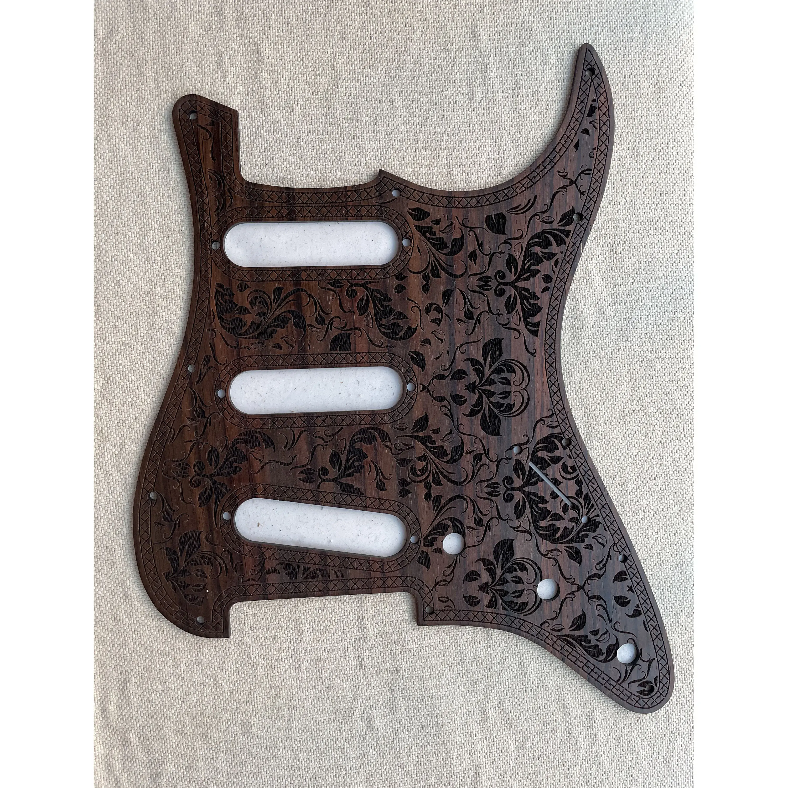 Beautiful Electric Guitar SSS Pickguard, Solid Rosewood,Carved Pattern,Guitar Plate,Scratch Pick Guard, Guitar Accessories, 1 Pc