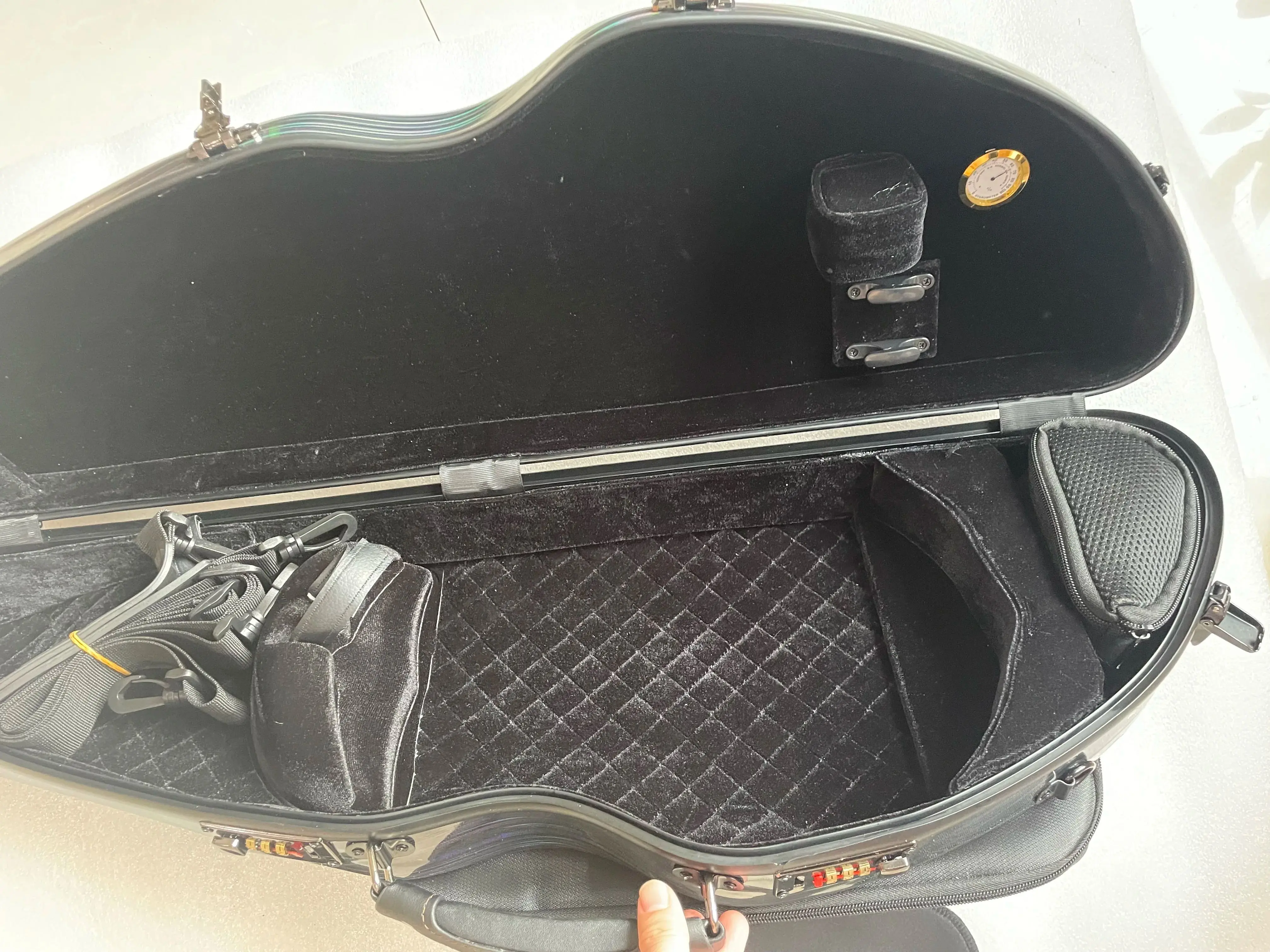 Professional 4/4 Violin Case Carbon Fiber Triangular NEW Style Box Bow Shape Portable Full Size with Sheet Music Bag Code Lock
