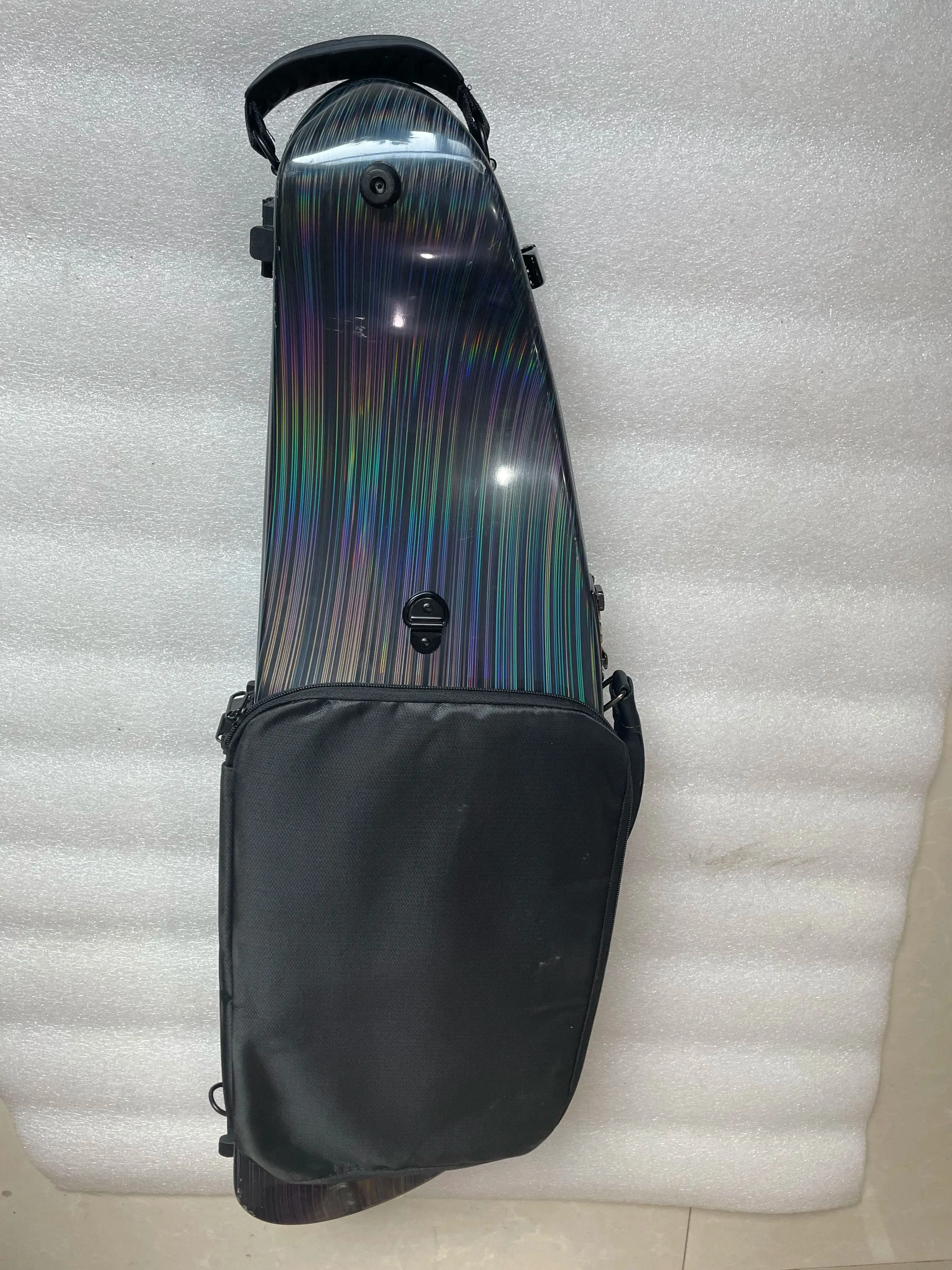 Professional 4/4 Violin Case Carbon Fiber Triangular NEW Style Box Bow Shape Portable Full Size with Sheet Music Bag Code Lock