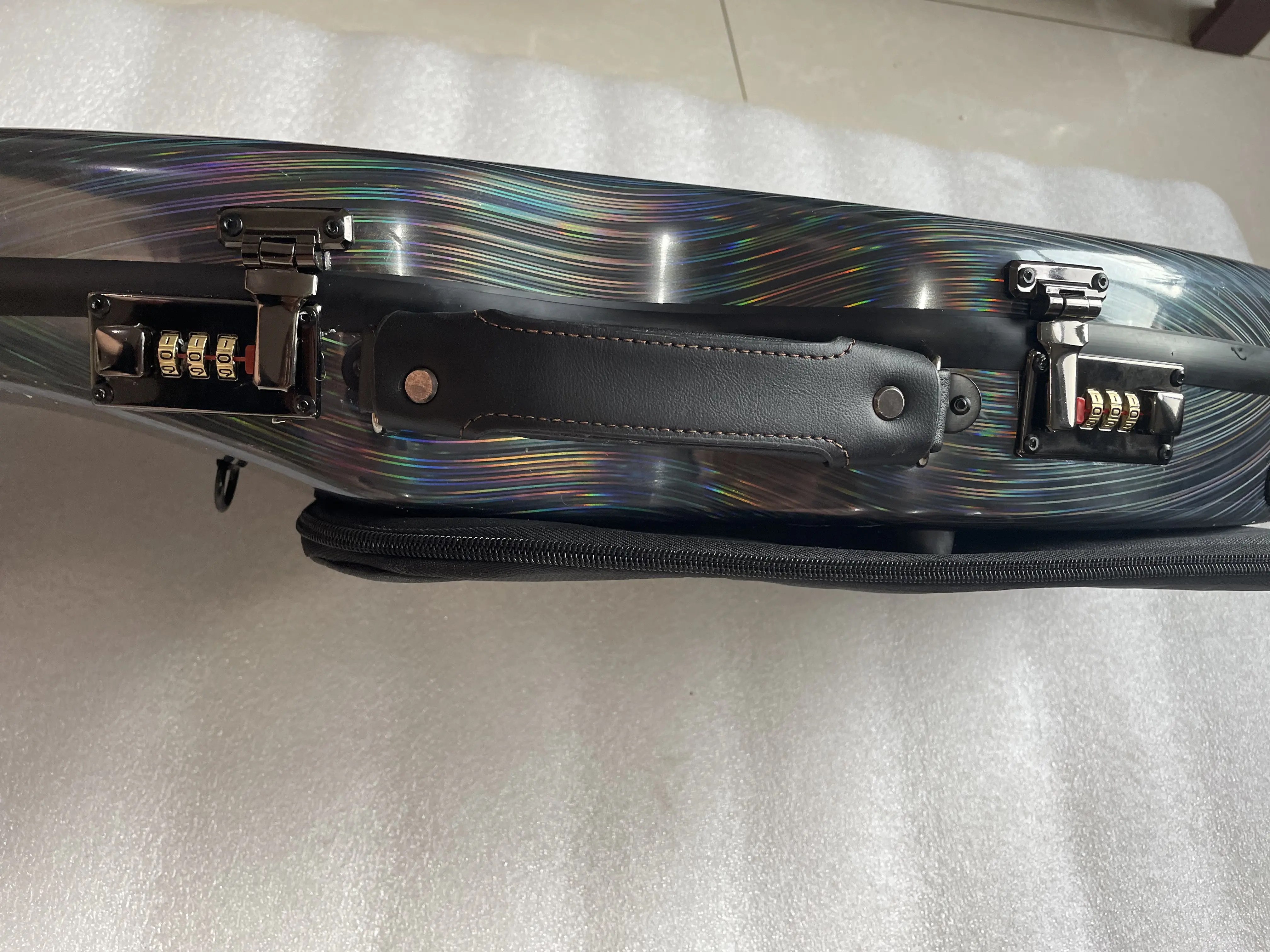 Professional 4/4 Violin Case Carbon Fiber Triangular NEW Style Box Bow Shape Portable Full Size with Sheet Music Bag Code Lock