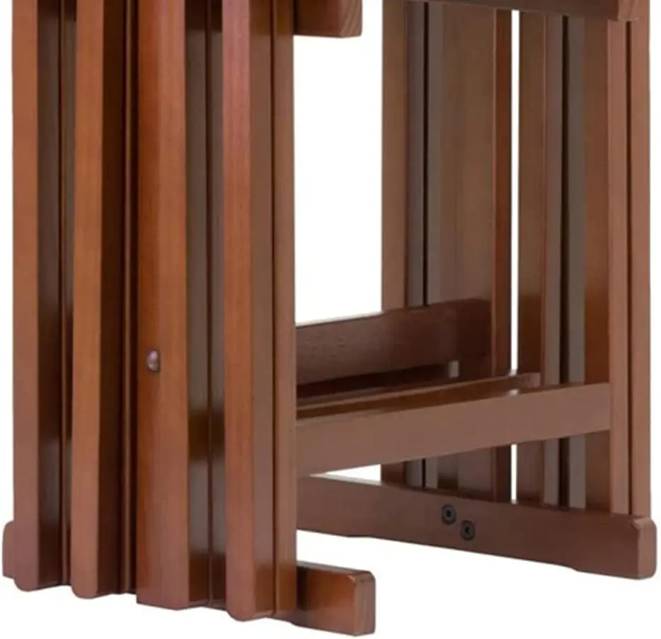 5 Piece Alex Set Foldable Snack Table Walnut Finish Portable Laptop Stand Dinner Tray Compact Space Saving Desk