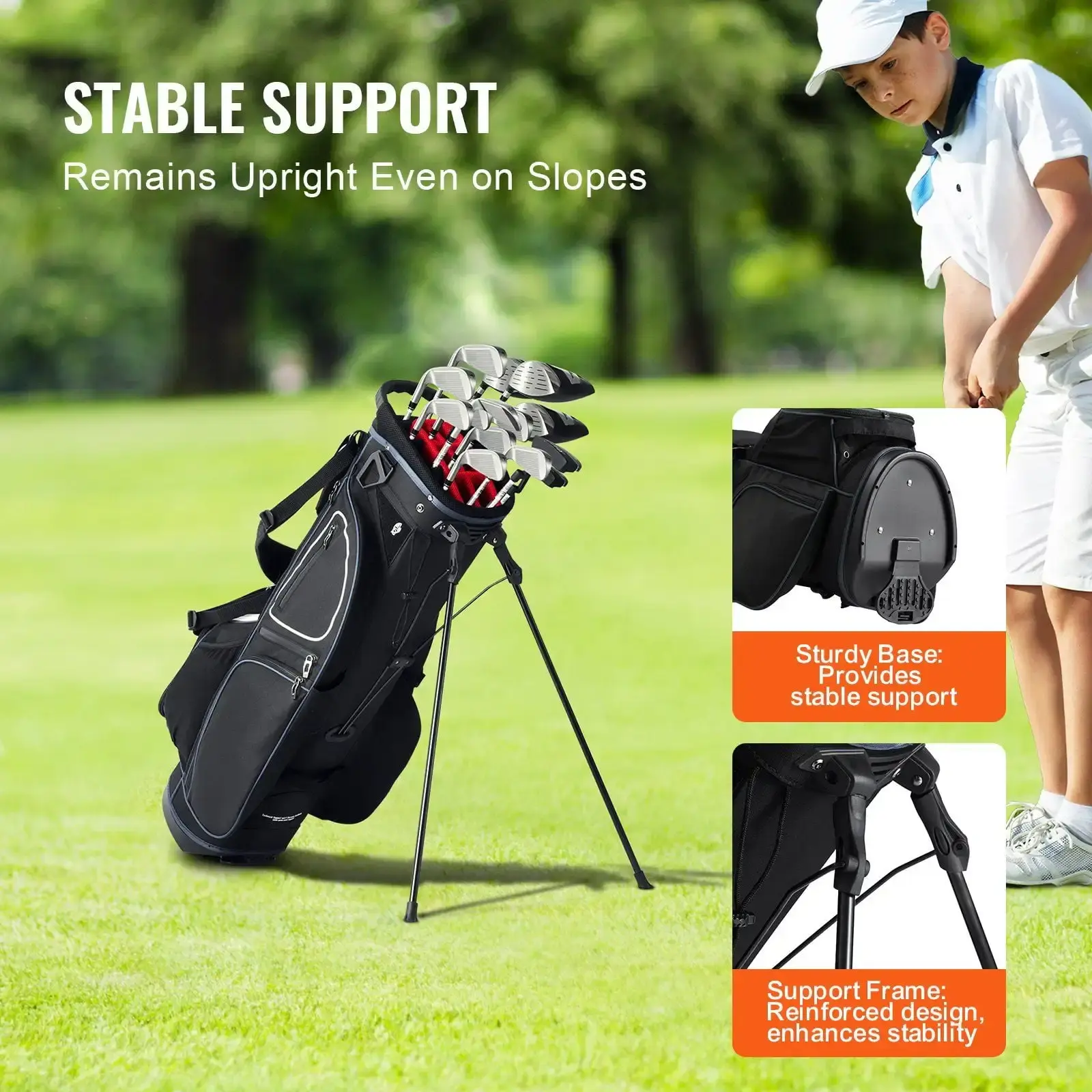 Golf Cart Bag with 14 Way Organizer Divider Top, 11 Pockets Premium Cart Bag with Handles & Dust Cover & Detachable Dual Strap