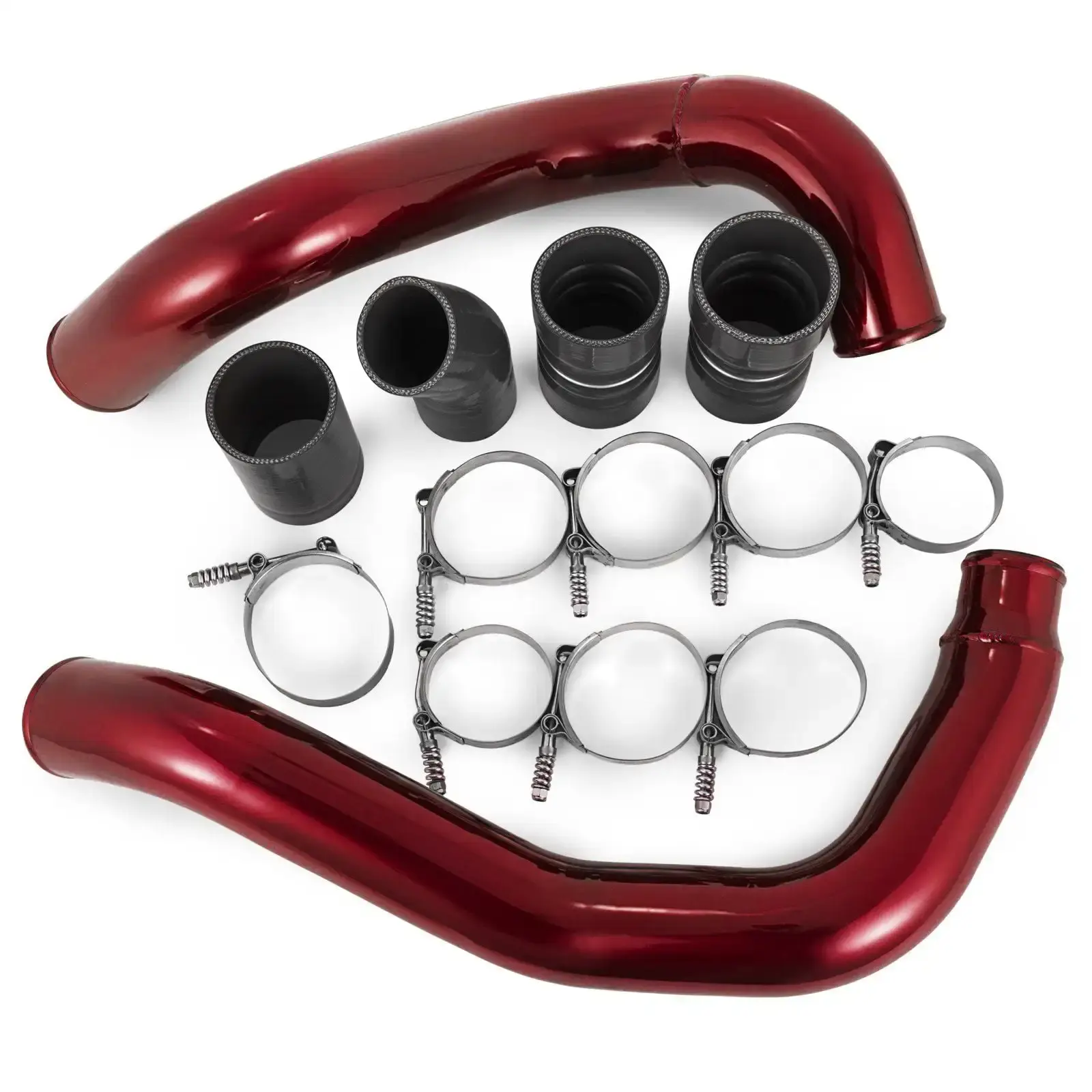 Red Turbo Intercooler Pipe Boot Kit CAC Tubes for 03-07 Ford 6.0L Powerstroke