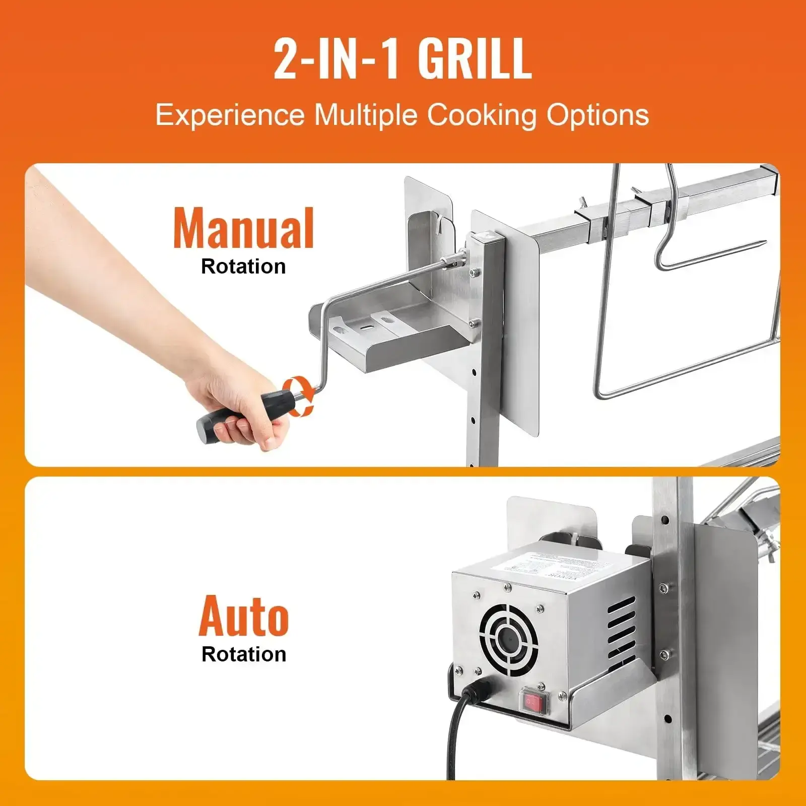 Roaster Spit Rotisserie BBQ Grill Pig Lamb Chicken Roaster 42W 135 lbs