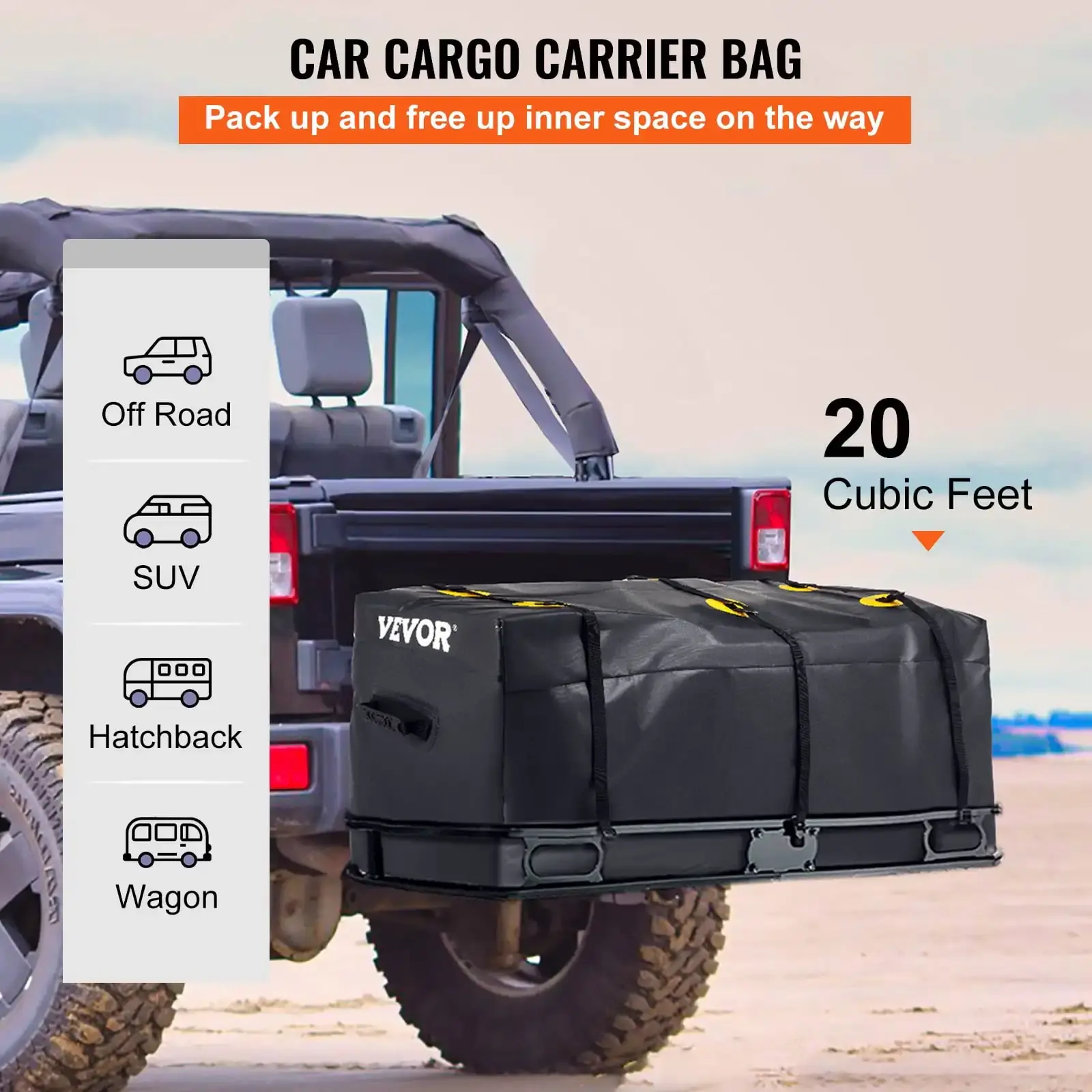 Cargo Carrier Bag Car Luggage Storage Hitch Mount Waterproof 20 Cubic