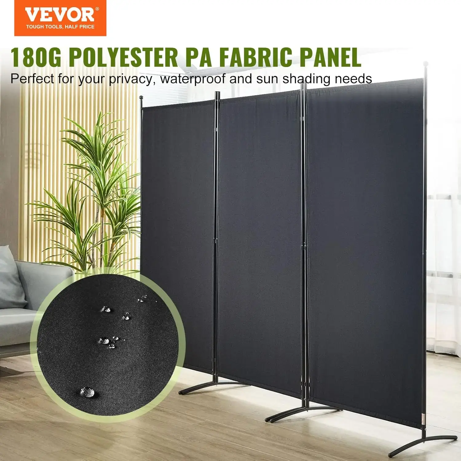 Room Divider, 6.1 ft Room Dividers and Folding Privacy Screens (3-Panel), Fabric Partition Room Dividers for Office