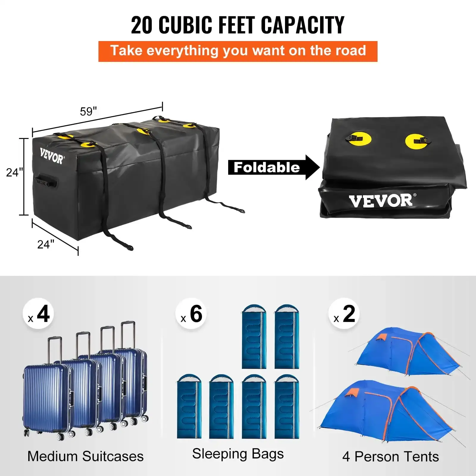 Cargo Carrier Bag Car Luggage Storage Hitch Mount Waterproof 20 Cubic