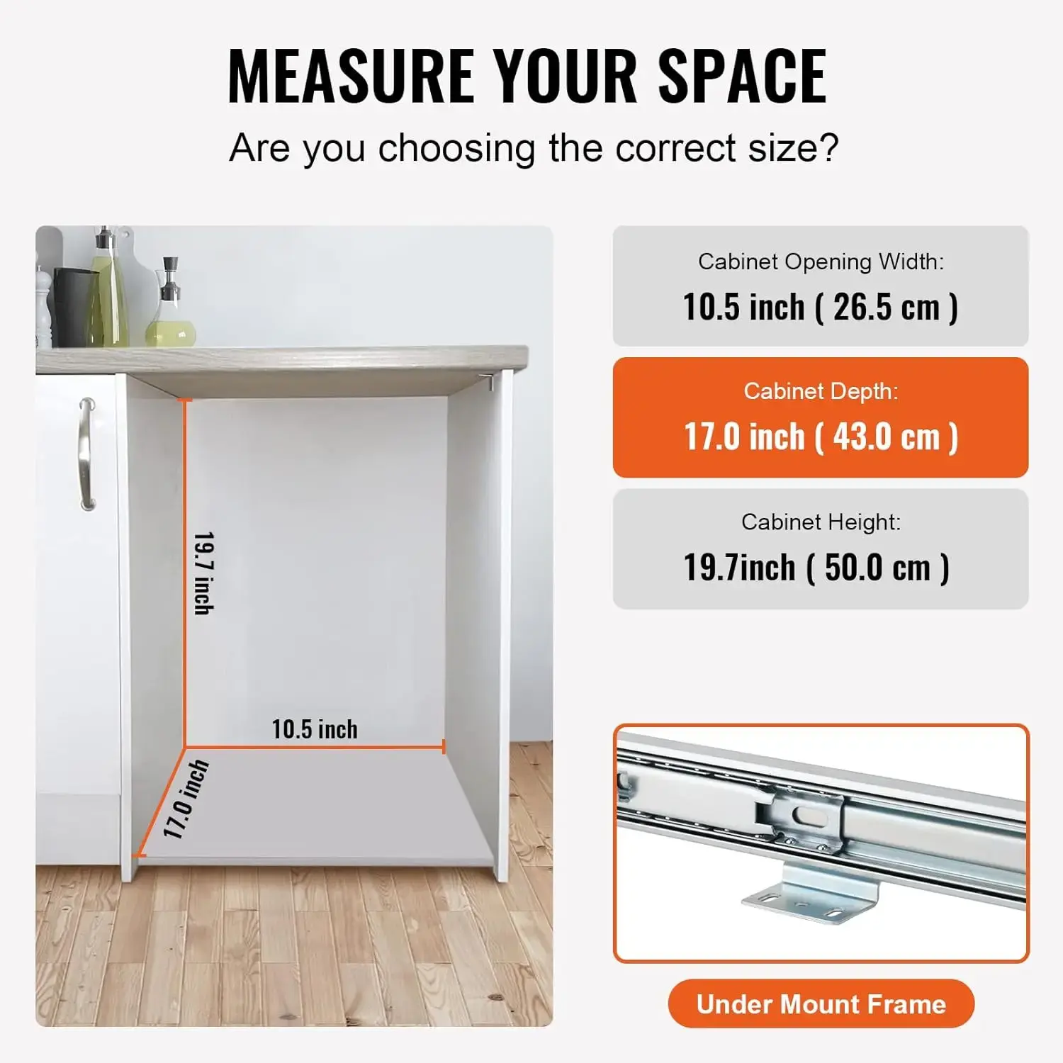 Pull-Out Trash Can, 29L Single Bin, Under Mount Kitchen Waste Container with Slide and Handle, 110 lbs Load Capacity