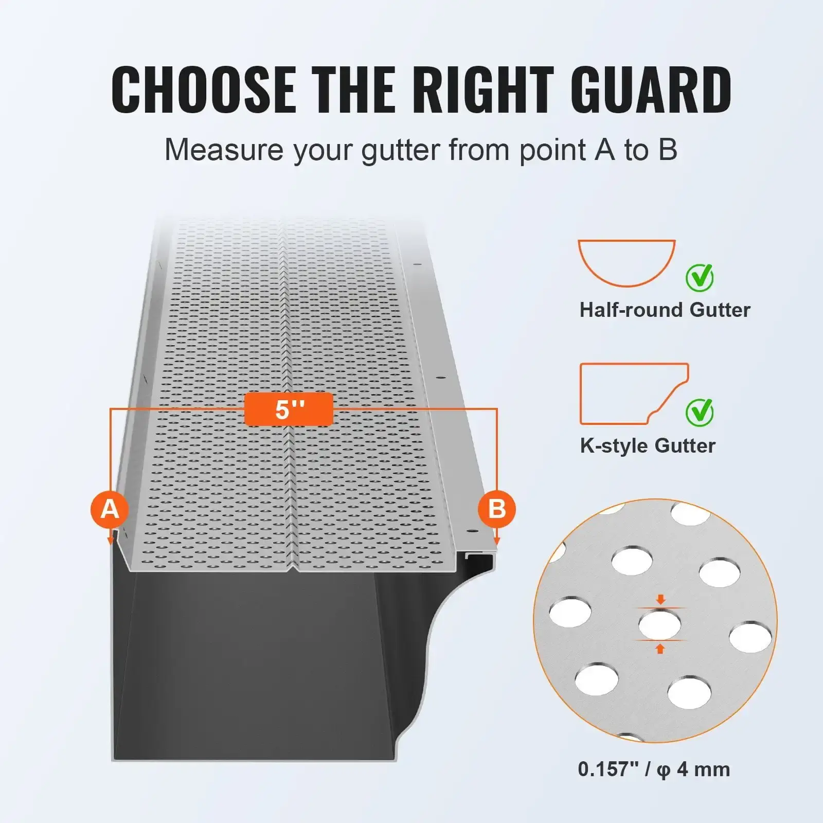 Gutter Guard, 5 inch Width, Aluminum Leaf Filter DIY Gutter Cover, 52 PCS 208 ft Total Length