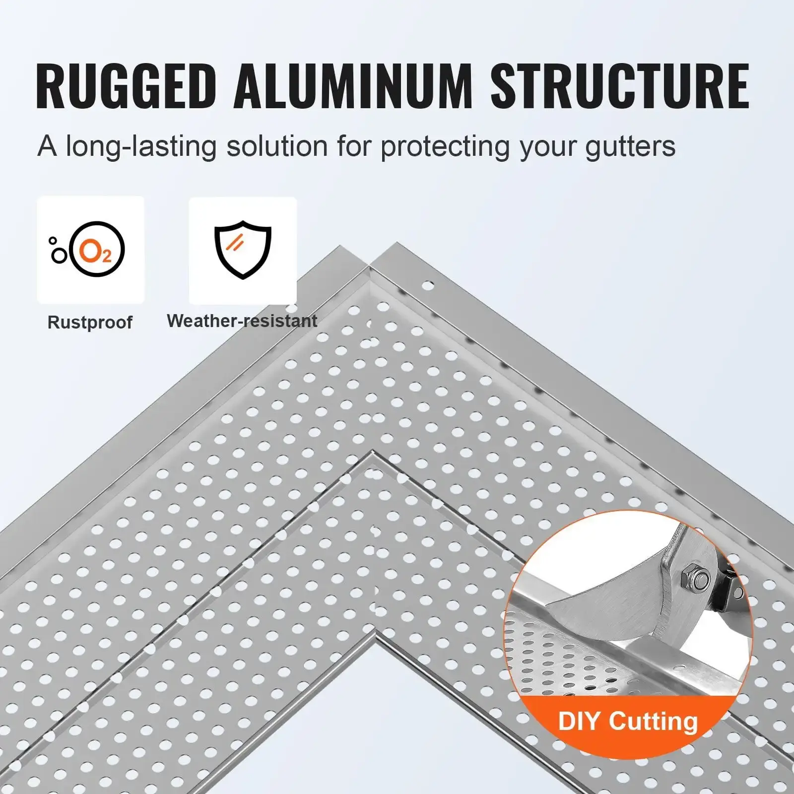 Gutter Guard, 5 inch Width, Aluminum Leaf Filter DIY Gutter Cover, 52 PCS 208 ft Total Length