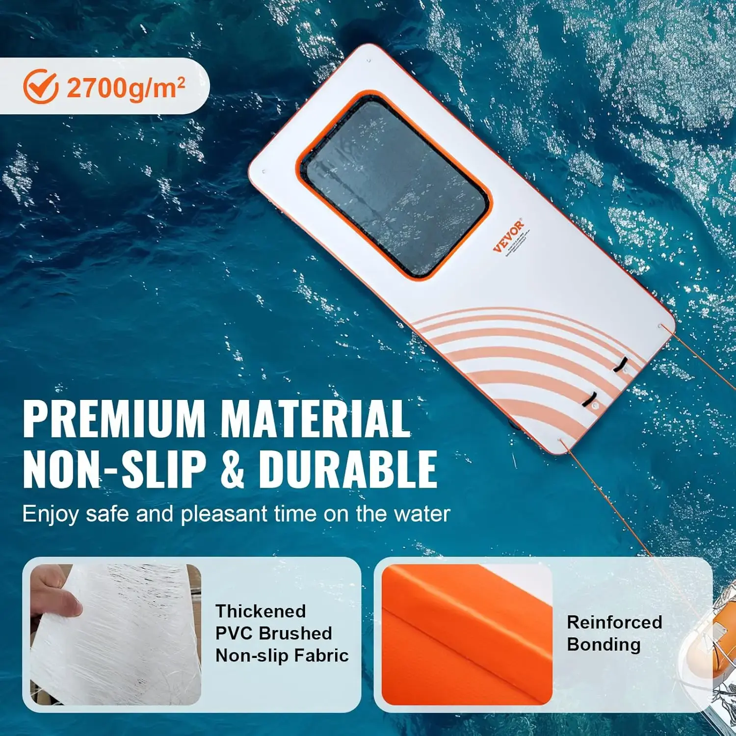 Inflatable Floating Dock, Inflatable Dock Platform, Non-Slip Air Dock Platform with Portable Carrying Bag & Detachable Ladder