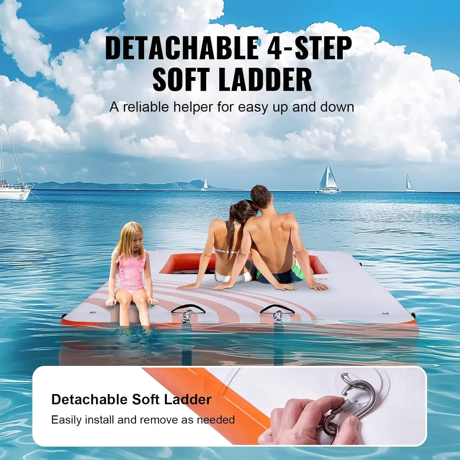 Inflatable Floating Dock, Inflatable Dock Platform, Non-Slip Air Dock Platform with Portable Carrying Bag & Detachable Ladder