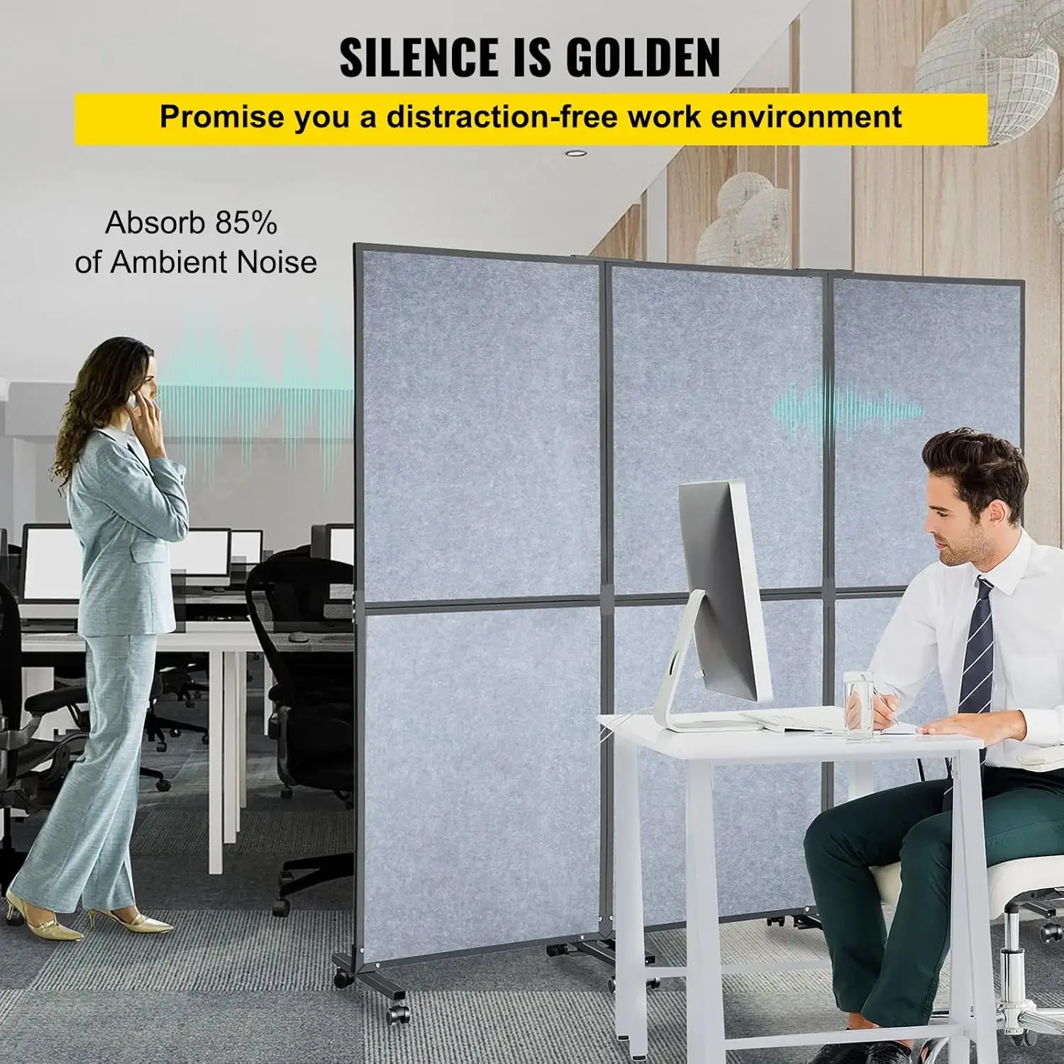 Room Divider, 5.5 ft Room Dividers and Folding Privacy Screens, Partition Room Dividers 3 Panels, Portable Office Walls Dividers