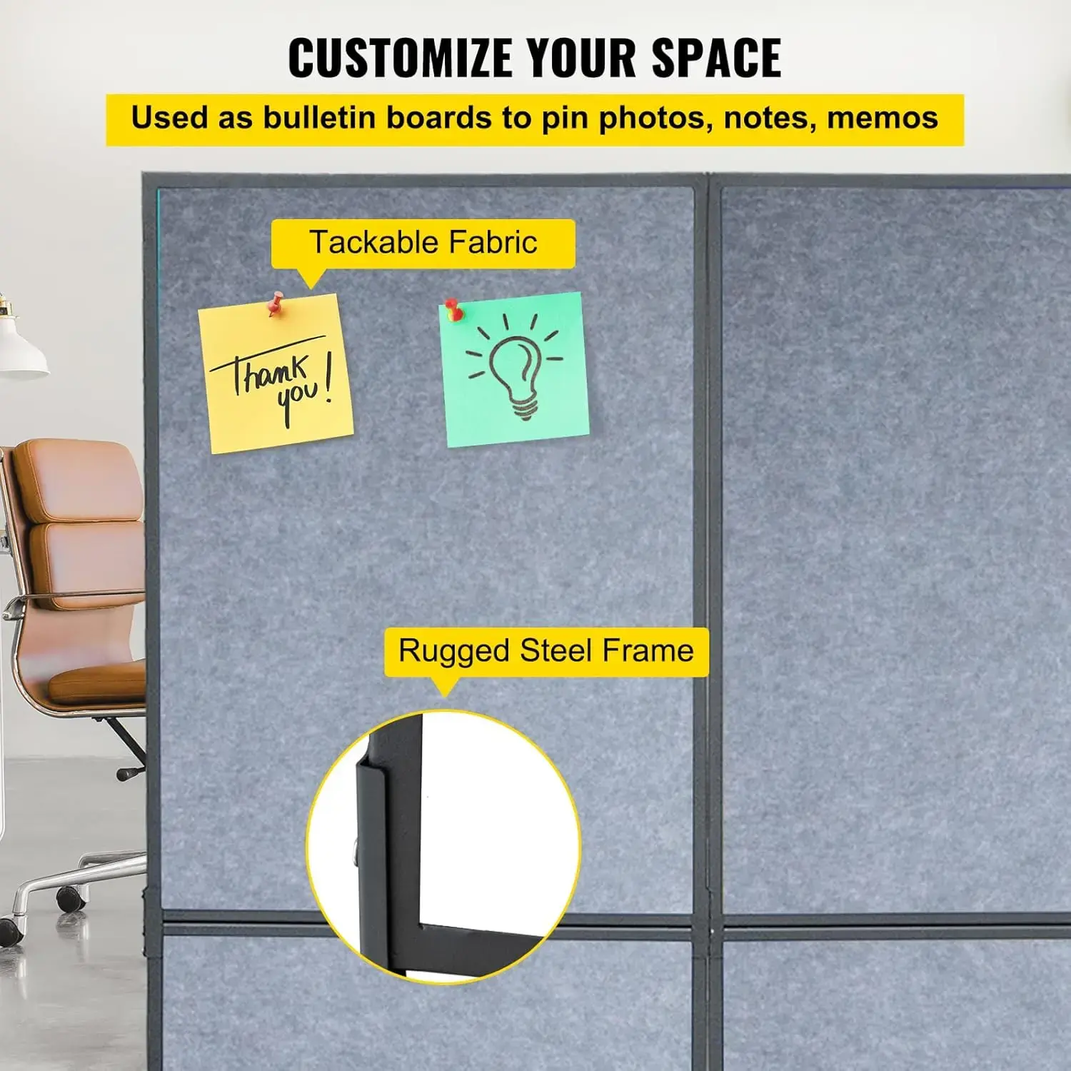 Room Divider, 5.5 ft Room Dividers and Folding Privacy Screens, Partition Room Dividers 3 Panels, Portable Office Walls Dividers