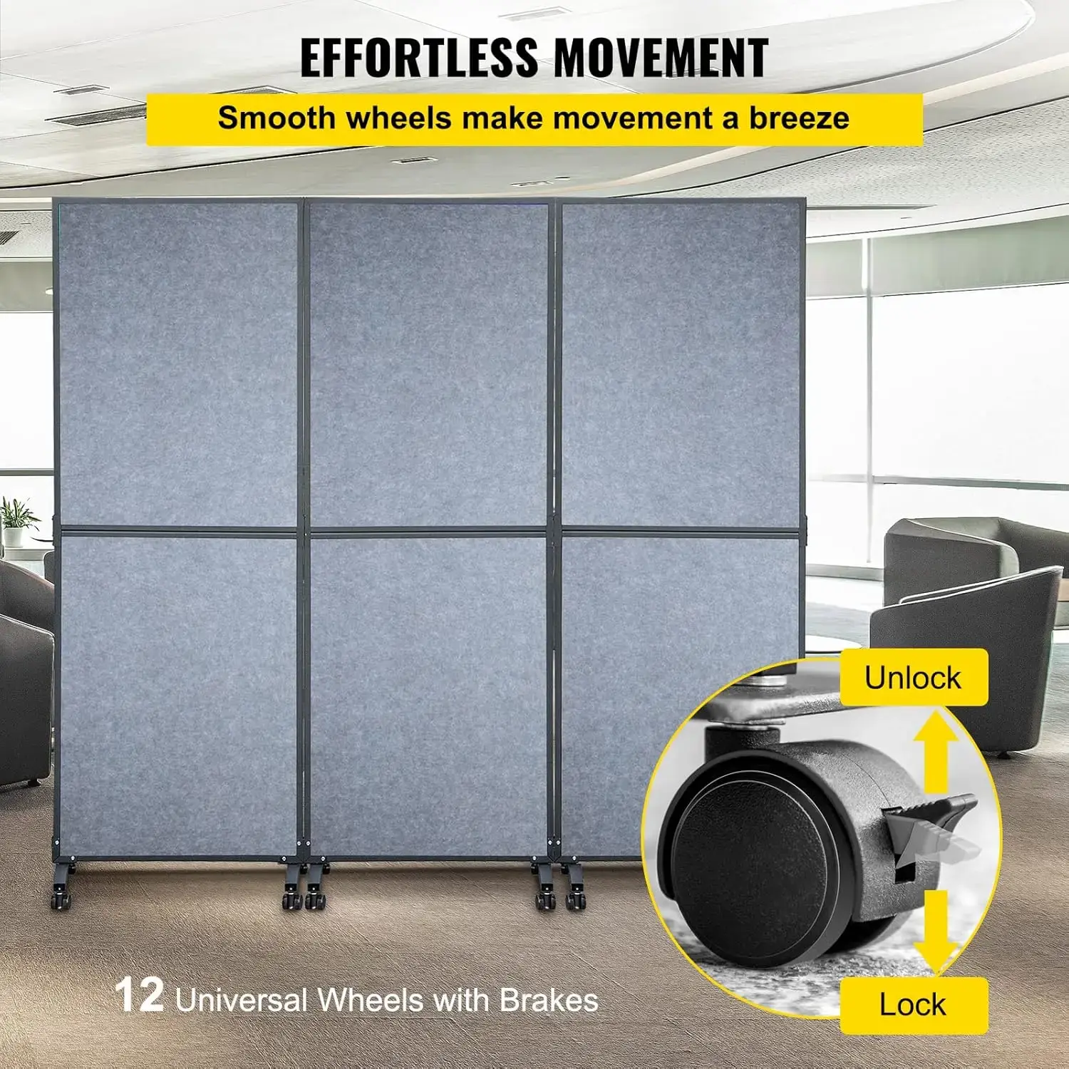 Room Divider, 5.5 ft Room Dividers and Folding Privacy Screens, Partition Room Dividers 3 Panels, Portable Office Walls Dividers