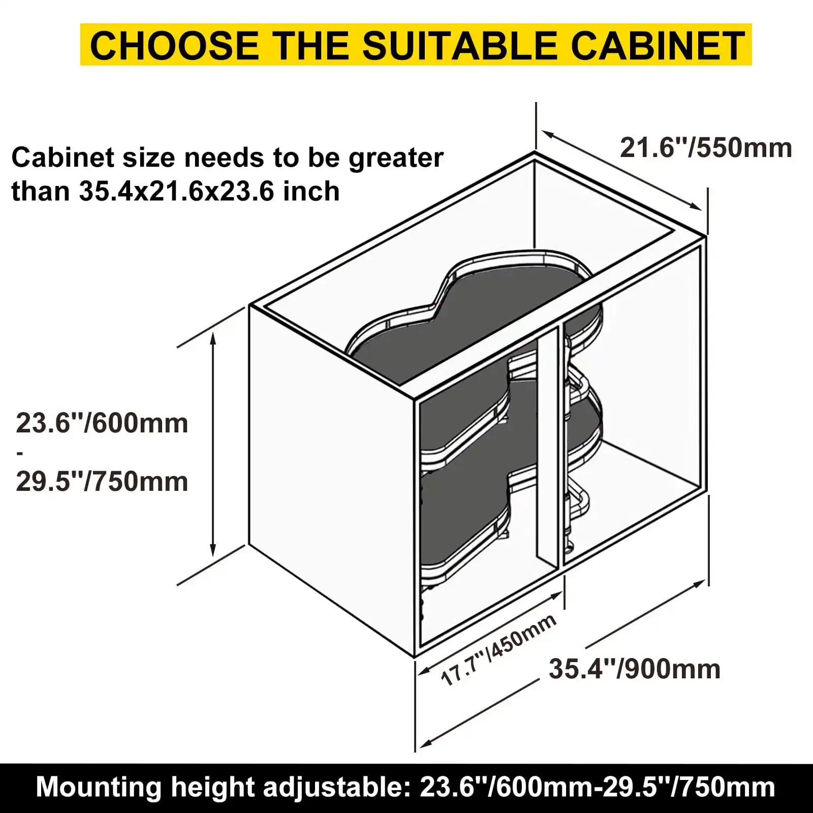 Swing Left Blind Corner Cabinet Pull Out for 36 inch Cabinet, 2 Tier Swing Tray Blind Kitchen Cabinet