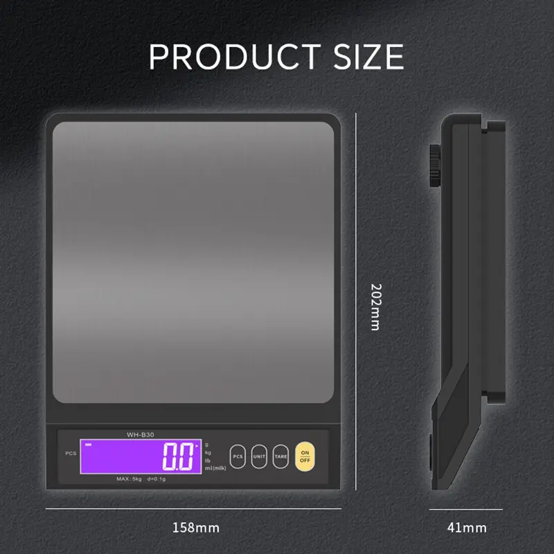 5kg/0.1 Waterproof Electronic Kitchen Scale 10kg Home Digital Rechargeable Stainless Steel Weighing Scale Baking Measuring Tools