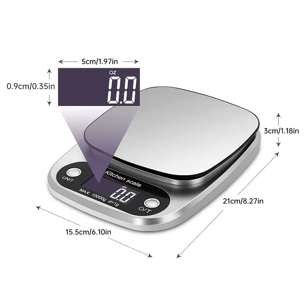 Digital Kitchen Scale 10Kg/1g Small Food Scales LCD Display Digital Gram Weight Scale Multifunction Measuring Tools for Jewelry